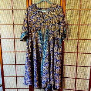 Kantha Bae crepe silk split midi dress